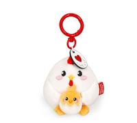 Legami - Super Soft! Hen Theme Keychain, Plush Keychain, Pendant with Engraved Message and Zinc Carabiner, 7 x 11 cm, White, S