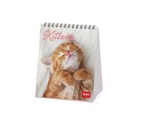Legami - Table Calendar 2025, Calendar 12 x 14.5 cm, 12 Months and 2026 Yearly Planner, 6 Languages, Zodiac Signs and International Holidays, Kittens