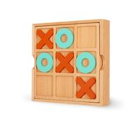 Legami - Tic-Tac-Toe Trio with 10 Tiles, Game Guide with Instructions Included, Beech Wood Board, MDF Tiles, Case Included, 14 x 14 x 2.8 cm