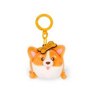 Legami - Super Soft! Corgi Theme Keychain, Plush Keychain, Pendant with Engraved Message and Zinc Carabiner, 7 x 11 cm, Orange, S