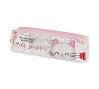 Legami - Transparent Pencil Case, Zip, Pen Holder, Capacient, 19.5x5.5 cm, Kitty Theme, Kitty, Unica, Kitty File