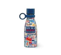 Legami - Vacuum Bottle Hot & Cold Mini, Travel Stickers, Lightweight and Durable Thermos Flask, Hermetic Closure, Removable Silicone Handle, Stainless Steel, Capacity 300 ml