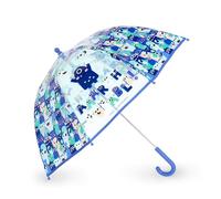 Legami VUSE Dancin' In The Rain Children's Umbrella, Windproof Structure, Manual Opening, Fabric Closure with Space for Names, Hook Handle, 73 x 65 cm, blue, Small, MONSTER