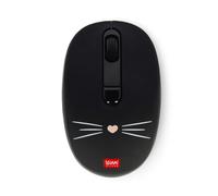 Legami - Wireless Mouse with Ultra Compact USB Receiver, Kitty Theme, 3 Speed Options, ABS Material, Wireless Connection up to 10 m