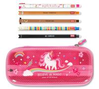 LEGAMI WonderWow Pencil Case & Erasable Pen | Set of 5 Cute Animal Pens with Thermosensitive Ink + 2-Compartment Pencil Case | Back to School Supplies for Girls, Boys, Kids# (Unicorn)