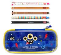 LEGAMI WonderWow Pencil Case & Erasable Pen | Set of 5 Cute Animal Pens with Thermosensitive Ink + 2-Compartment Pencil Case | Back to School Supplies for Girls, Boys, Kids# (Monster)