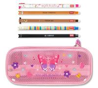 LEGAMI WonderWow Pencil Case & Erasable Pen | Set of 5 Cute Animal Pens with Thermosensitive Ink + 2-Compartment Pencil Case | Back to School Supplies for Girls, Boys, Kids (Butterfly)