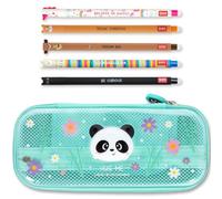 LEGAMI WonderWow Pencil Case & Erasable Pen | Set of 5 Cute Animal Pens with Thermosensitive Ink + 2-Compartment Pencil Case | Back to School Supplies for Girls, Boys, Kids# (Panda)