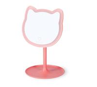 LEGAMI - You Look Purrfect! - Make Up Mirror with Light - Cat Shape - Adjustable Brightness and Tilt, Double Powered by USB or Batteries, for Makeup