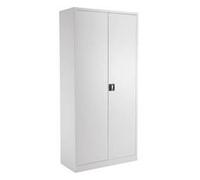 TC Office Talos Double Lockable Door Steel Cupboard with 4 Shelves 1950mm Height, White