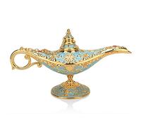 Legend Aladdin Lamp Magic Genie Wishing Light, Classic Arabian Nights Costume Props Lamp Table Decor for Home Wedding Party Halloween Birthday Beautiful Gift Toy for Women Girl (Lake Blue)