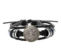 Legend Archangel St.Michael Leather Bracelet St.Michael Protect Us Saint Shield Protection Justice Charm Bracelet Amulet