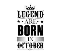Legend are Born in October Design Lettering Decals 57.6x97.6cm Glass Stickers Black