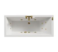 Legend Baths Legend Left Hand 12 Jet Brushed Brass V-Tec Single Ended Whirlpool Bath | White | Acrylic | 1600mm x 700mm