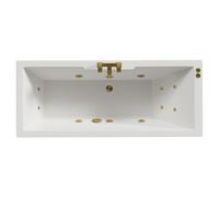 Legend Baths Legend Left Hand 12 Jet Brushed Brass V-Tec Single Ended Whirlpool Bath | White | Acrylic | 1700mm x 700mm