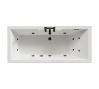 Legend Baths Legend Left Hand 12 Jet Matt Black Flat Jet Single Ended Whirlpool Bath | White | Acrylic | 1700mm x 750mm