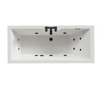 Legend Baths Legend Left Hand 12 Jet Matt Black Flat Jet Single Ended Whirlpool Bath | White | Acrylic | 1600mm x 700mm
