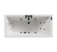 Legend Baths Legend Left Hand 12 Jet Matt Black V-Tec Single Ended Whirlpool Bath | White | Acrylic | 1500mm x 700mm