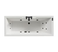 Legend Baths Legend Left Hand 12 Jet Matt Black V-Tec Single Ended Whirlpool Bath | White | Acrylic | 1700mm x 700mm