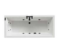 Legend Baths Legend Left Hand 12 Jet Matt Black V-Tec Single Ended Whirlpool Bath | White | Acrylic | 1700mm x 750mm