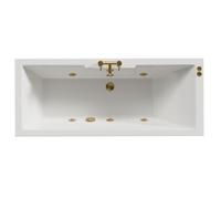 Legend Baths Legend Left Hand 6 Jet Brushed Brass V-Tec Single Ended Whirlpool Bath | White | Acrylic | 1700mm x 700mm