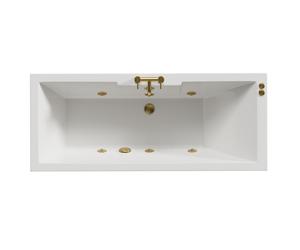 Legend Baths Legend Left Hand 6 Jet Brushed Brass V-Tec Single Ended Whirlpool Bath | White | Acrylic | 1700mm x 700mm