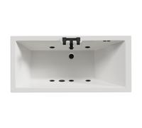 Legend Baths Legend Left Hand 6 Jet Matt Black Flat Jet Single Ended Whirlpool Bath | White | Acrylic | 1500mm x 700mm