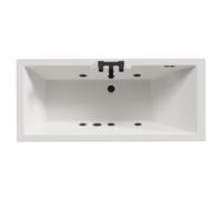 Legend Baths Legend Left Hand 6 Jet Matt Black Flat Jet Single Ended Whirlpool Bath | White | Acrylic | 1600mm x 700mm
