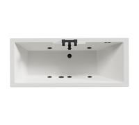 Legend Baths Legend Left Hand 6 Jet Matt Black Flat Jet Single Ended Whirlpool Bath | White | Acrylic | 1700mm x 700mm