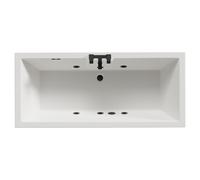 Legend Baths Legend Left Hand 6 Jet Matt Black Flat Jet Single Ended Whirlpool Bath | White | Acrylic | 1700mm x 750mm