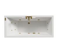 Legend Baths Legend Right Hand 12 Jet Brushed Brass V-Tec Single Ended Whirlpool Bath | White | Acrylic | 1700mm x 750mm