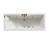 Legend Baths Legend Right Hand 12 Jet Brushed Brass V-Tec Single Ended Whirlpool Bath | White | Acrylic | 1700mm x 700mm