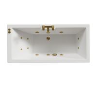 Legend Baths Legend Right Hand 12 Jet Brushed Brass V-Tec Single Ended Whirlpool Bath | White | Acrylic | 1500mm x 700mm