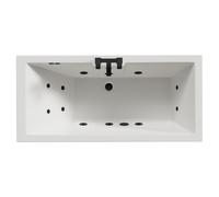 Legend Baths Legend Right Hand 12 Jet Matt Black Flat Jet Single Ended Whirlpool Bath | White | Acrylic | 1500mm x 700mm