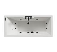 Legend Baths Legend Right Hand 12 Jet Matt Black V-Tec Single Ended Whirlpool Bath | White | Acrylic | 1600mm x 700mm