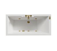 Legend Baths Legend Right Hand 6 Jet Brushed Brass V-Tec Single Ended Whirlpool Bath | White | Acrylic | 1500mm x 700mm
