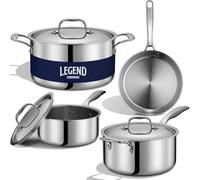 LEGEND COOKWARE 5 Layer Stainless Steel Cookware Set, 7 Piece Pot and Pan Set, Induction Compatible, Oven Safe, Non-Toxic, No Coatings, Built to Last Generations