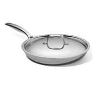 Legend COOKWARE 5-Ply Stainless Steel 12-Inch Frying Pan with Lid - Induction Compatible, Oven Safe 800°F - Non-Toxic, No Coatings - Even Heating, Won't Warp - Built to Last Generations