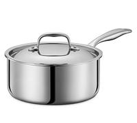 LEGEND COOKWARE 5-Ply Stainless Steel 3-Quart Sauce Pan with Lid - Induction Compatible, Oven Safe 800°F - Non-Toxic, No Coatings - Even Heating, Won't Warp - Built to Last Generations