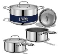 LEGEND COOKWARE 5-Ply Stainless Steel Cookware Set | 6-Piece Pot and Pan Set | Induction Compatible, Non-Toxic | Heavy Duty 18/8 Full Clad Construction | Oven Safe Even Heating | PFOA PTFE PFOS Free