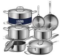 LEGEND COOKWARE Stainless Steel Cookware Set | 5 Ply 12-Piece Pot and Pan Set Induction Compatible, Non-Toxic | Best Heavy Duty 18/8 Full Clad Construction | Oven Safe Even Heating PFOA PTFE PFOS Free