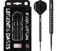 Legend Darts | Steel Tip Darts Set | 90% Tungsten | Evolution Series | B07 | Black | Multi Ring | Multiple Designs Available. (23, Grams)