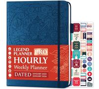 Legend Hourly Schedule Planner PRO Dated Jan 2025-Jan 2026 - Deluxe Weekly & Daily Organizer with Time Slots. Appointment Book Journal for Work & Time Management, A4 Hardcover, Mystic Blue