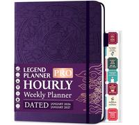 Legend Hourly Schedule Planner PRO Dated Jan 2026-Jan 2027 - Deluxe Weekly & Daily Organizer with Time Slots. Appointment Book Journal for Work & Time Management, A4 Hardcover, Purple