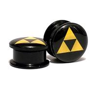 Legend Of Zelda Tri Force Black Ear Plug Stretch (Size 4mm-16mm) (6mm)