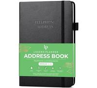 Legend Planner Address Book with Alphabetical Tabs -Telephone Contacts Book for Phone Numbers, Addresses, Passwords, Medium (Black)