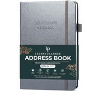 Legend Planner Address Book with Alphabetical Tabs -Telephone Contacts Book for Phone Numbers, Addresses, Passwords, Medium (Mystic Grey)