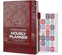 Legend Planner Hourly Schedule - Weekly & Daily Organizer with Time Slots. Appointment Book Journal for Work, Undated, A5 (Wine Red)