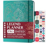 Legend Planner PRO Dated Jan 2025-Jan 2026 - Deluxe Weekly & Daily Organizer with Time Slots. Appointment Book Journal for Work & Time Management, A4 Hardcover (Viridian Green)