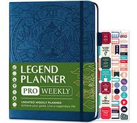 Legend Planner PRO - Undated Weekly & Monthly Life Planner for Goals & Productivity. Time Management Organizer Notebook, 18x25.5cm (Mystic Blue)